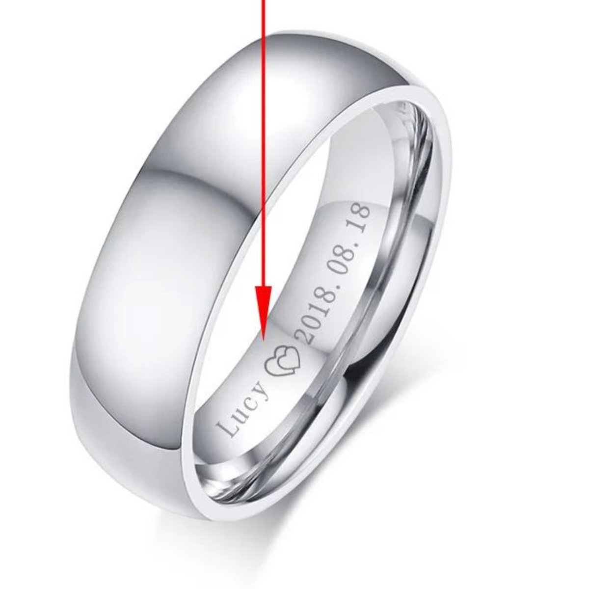 Couple Rings - Stainless Steel & Cubic Zirconiaengraved ring