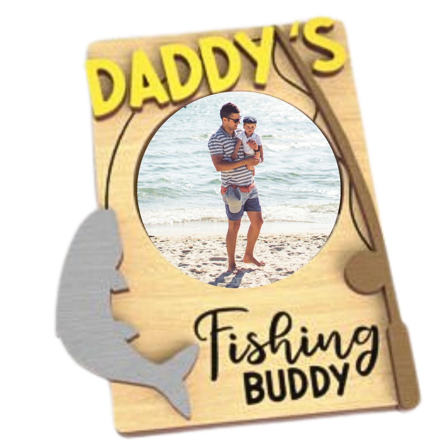 custom photo wood photo frame for fishing Dad