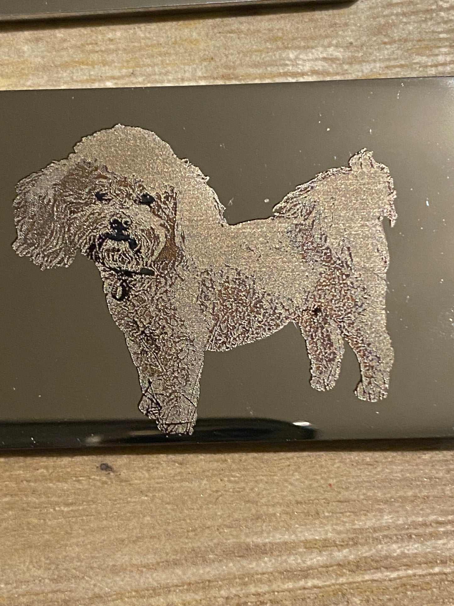pet photo engraved keychain, silver dogtag