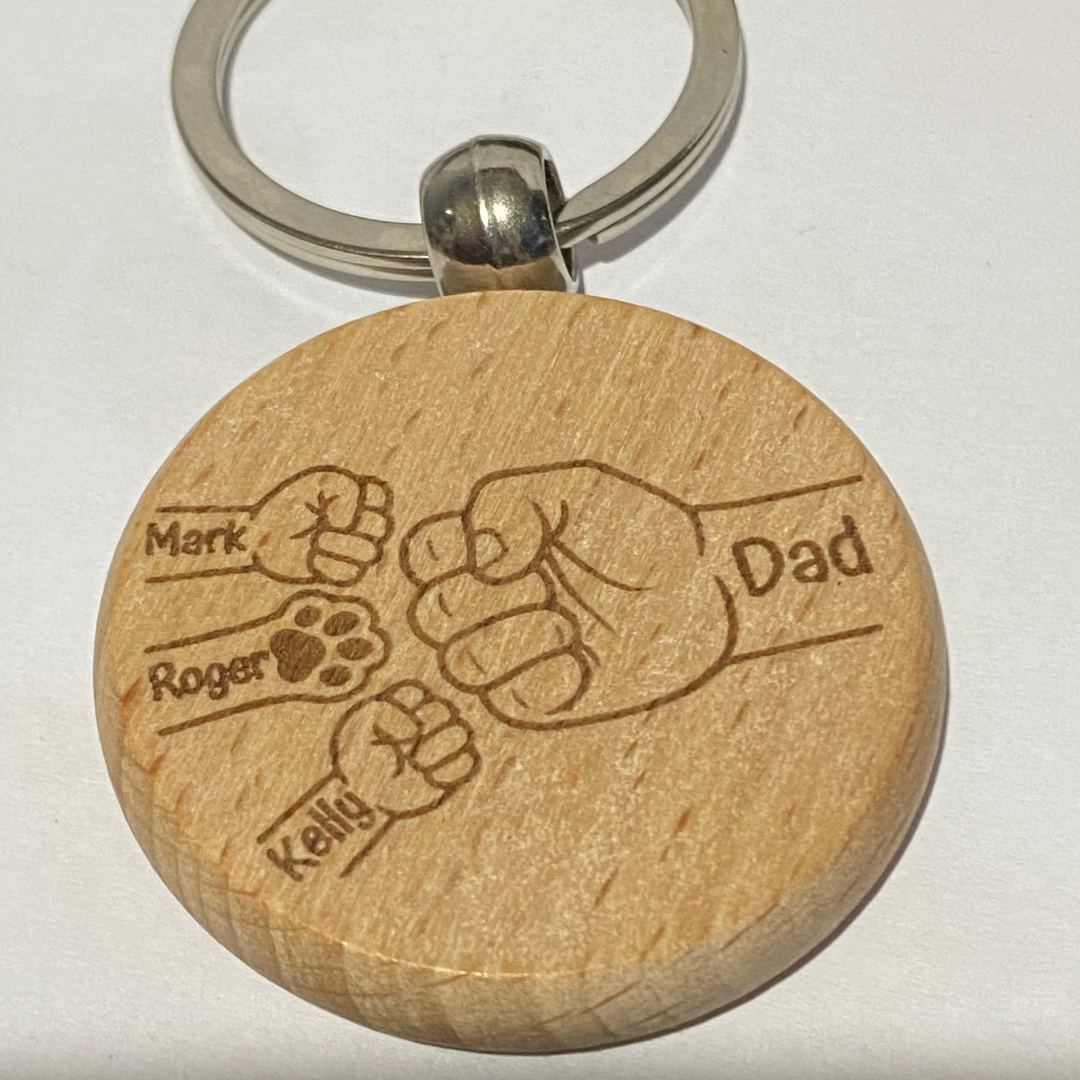 Dad Keychain with Personalised Kids Names