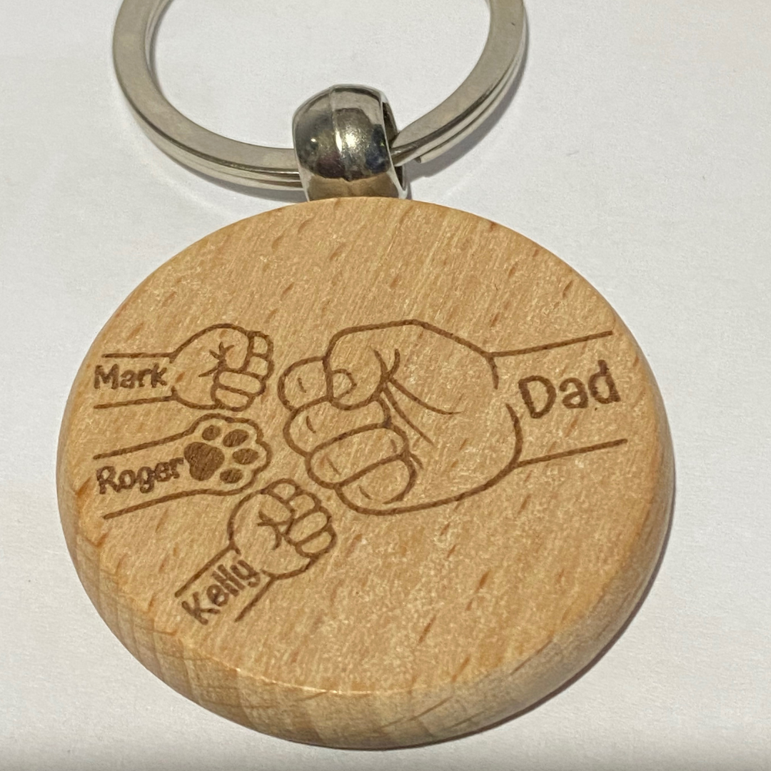 Dad Keychain with Personalised Kids Names