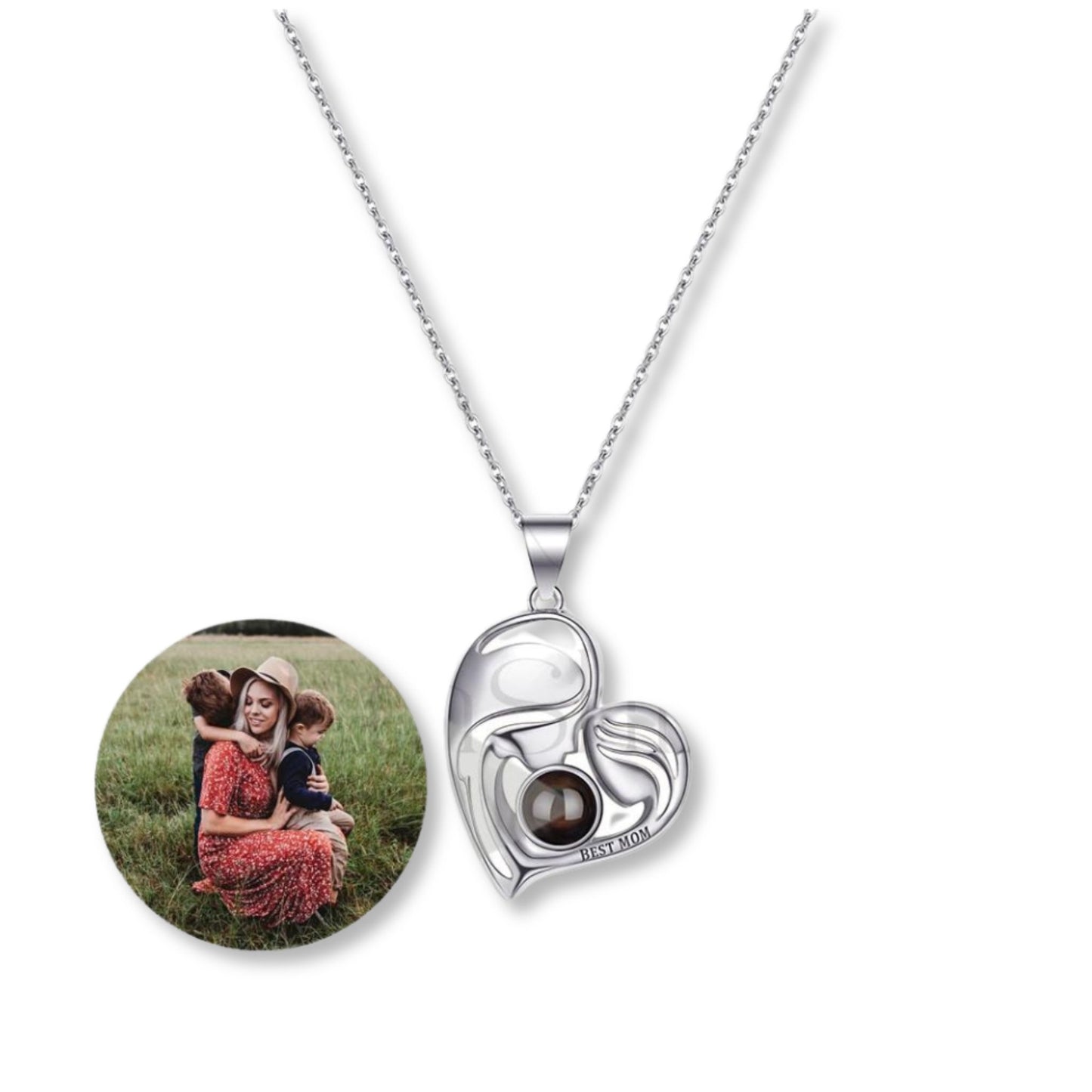 Custom Photo Projection Heart Pendants for Mums