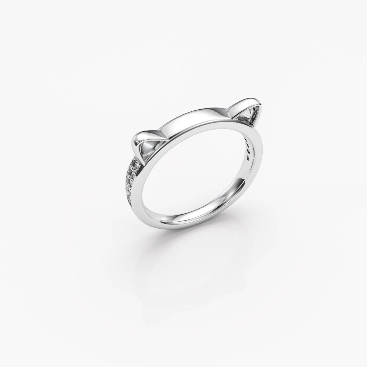 Personalised Name Dog Ring - Engraved 925 Sterling Silver with Zirconias
