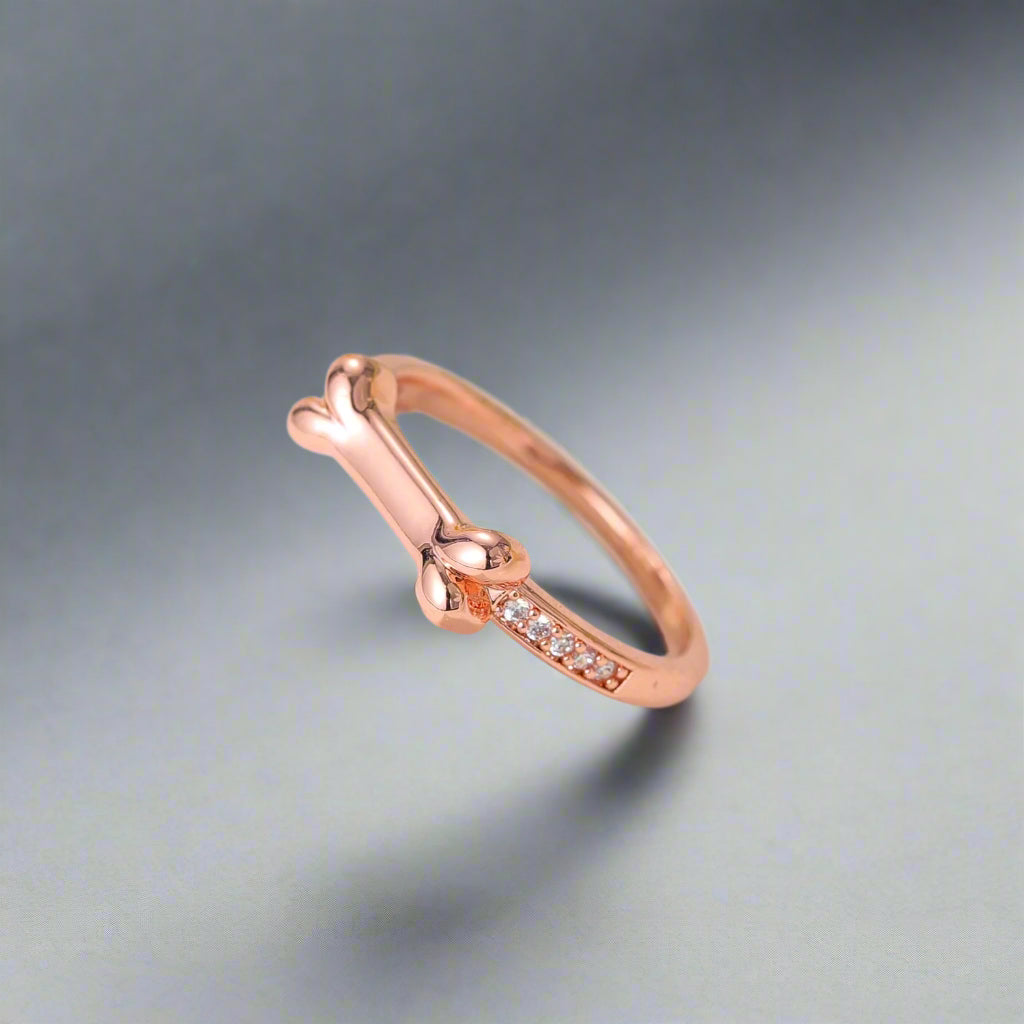 Personalised Name Dog Ring - Engraved 925 Sterling Silver with Zirconias