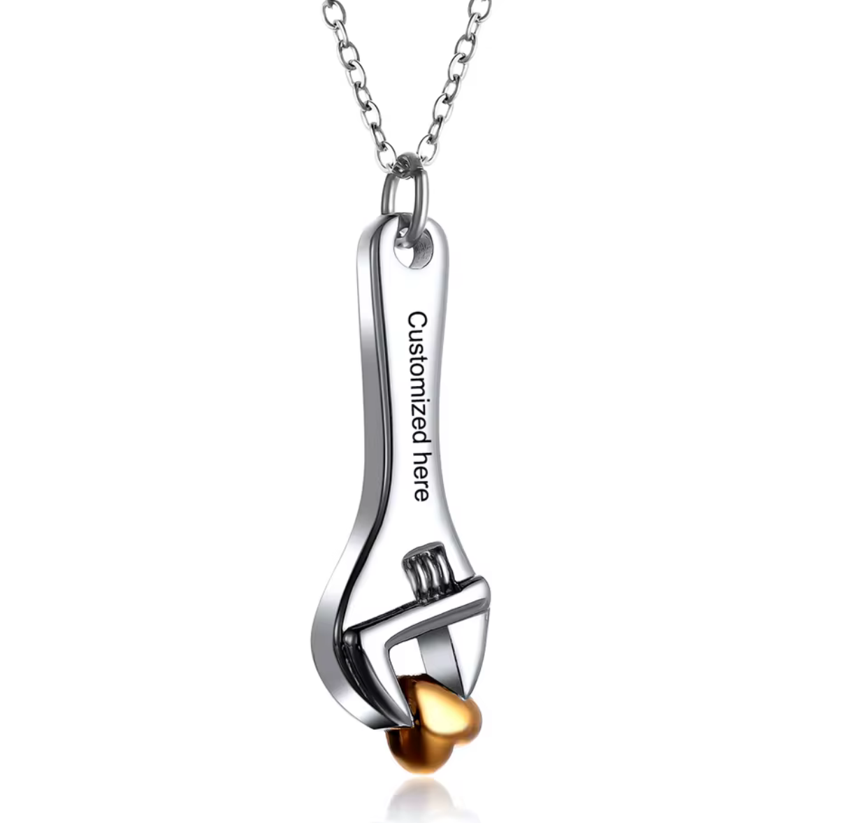 Spanner Wrench Urn Pendant – Engraved Cremation Jewellery