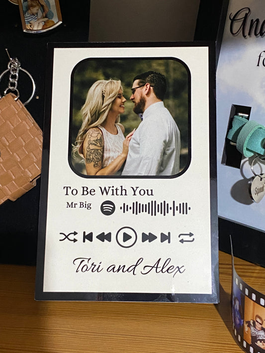 Personalised Photo Spotify Code Wood Mount Plaque - print Personalisr Au