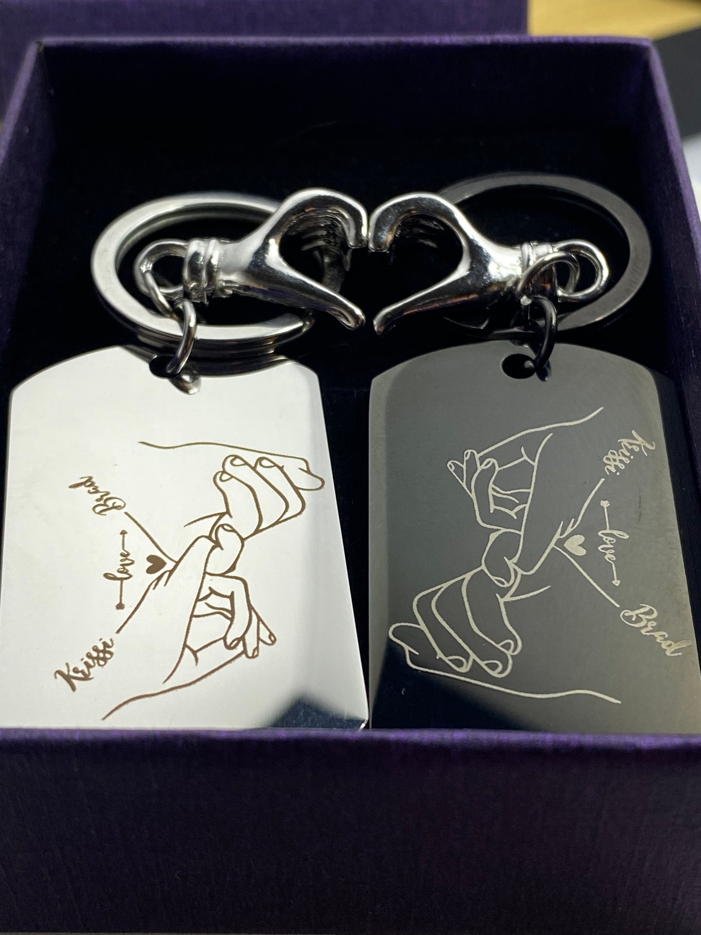 Couples Engraved Keychains - Holding Hands - Key Chains Personalisr Au