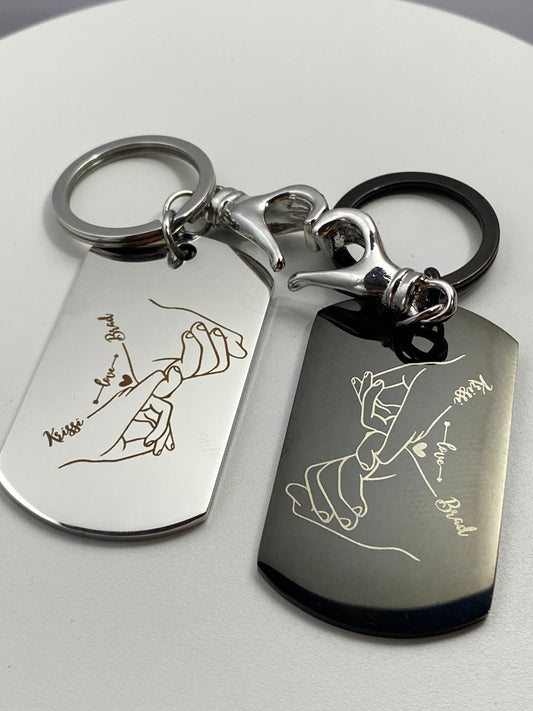Couples Engraved Keychains - Holding Hands - Key Chains Personalisr Au