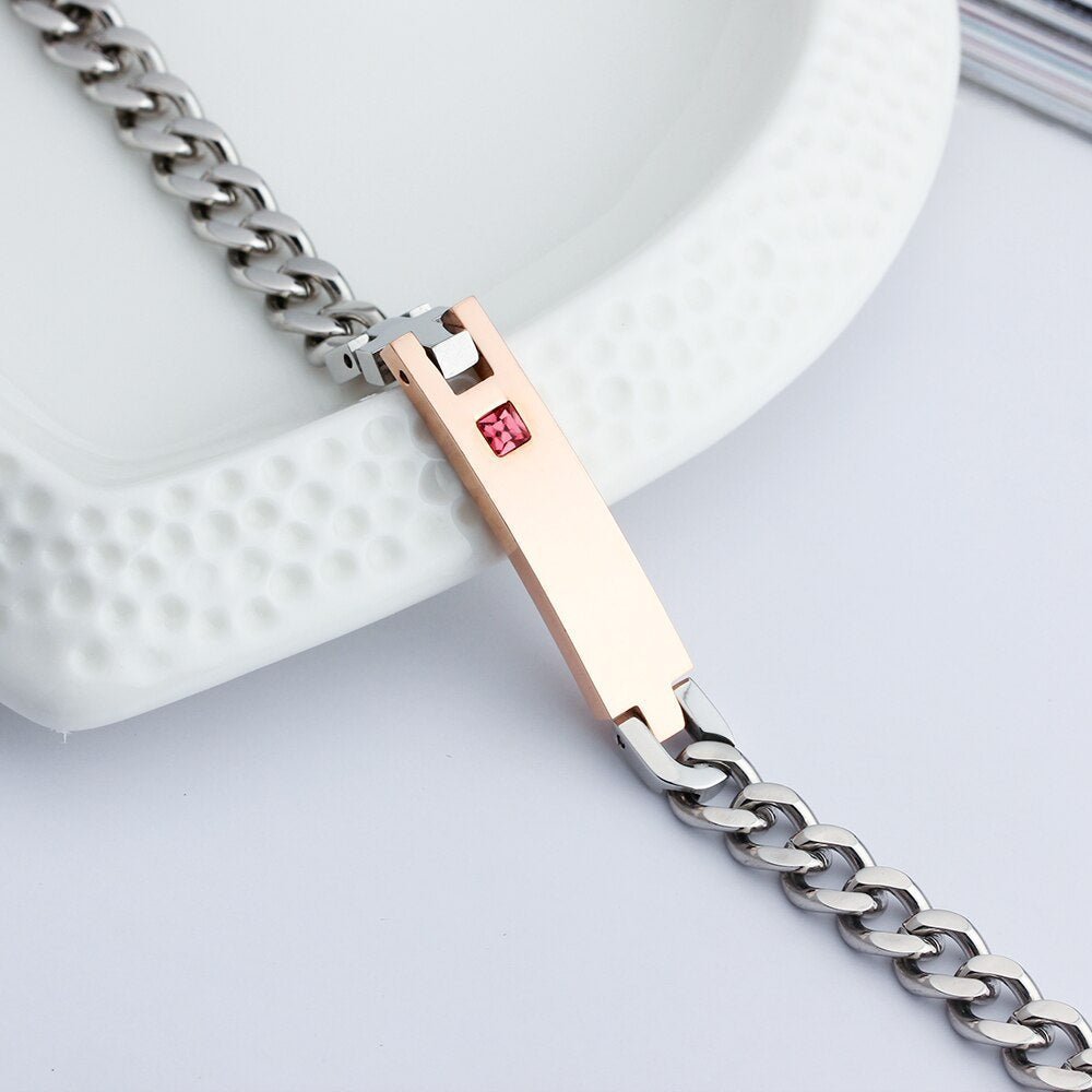 Personalised Couples Bracelets with Birthsone - 0 Personalisr Au