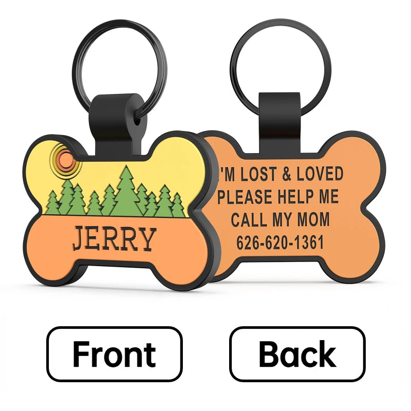 Engraved Pet ID Tags Patterned Silicone Bone