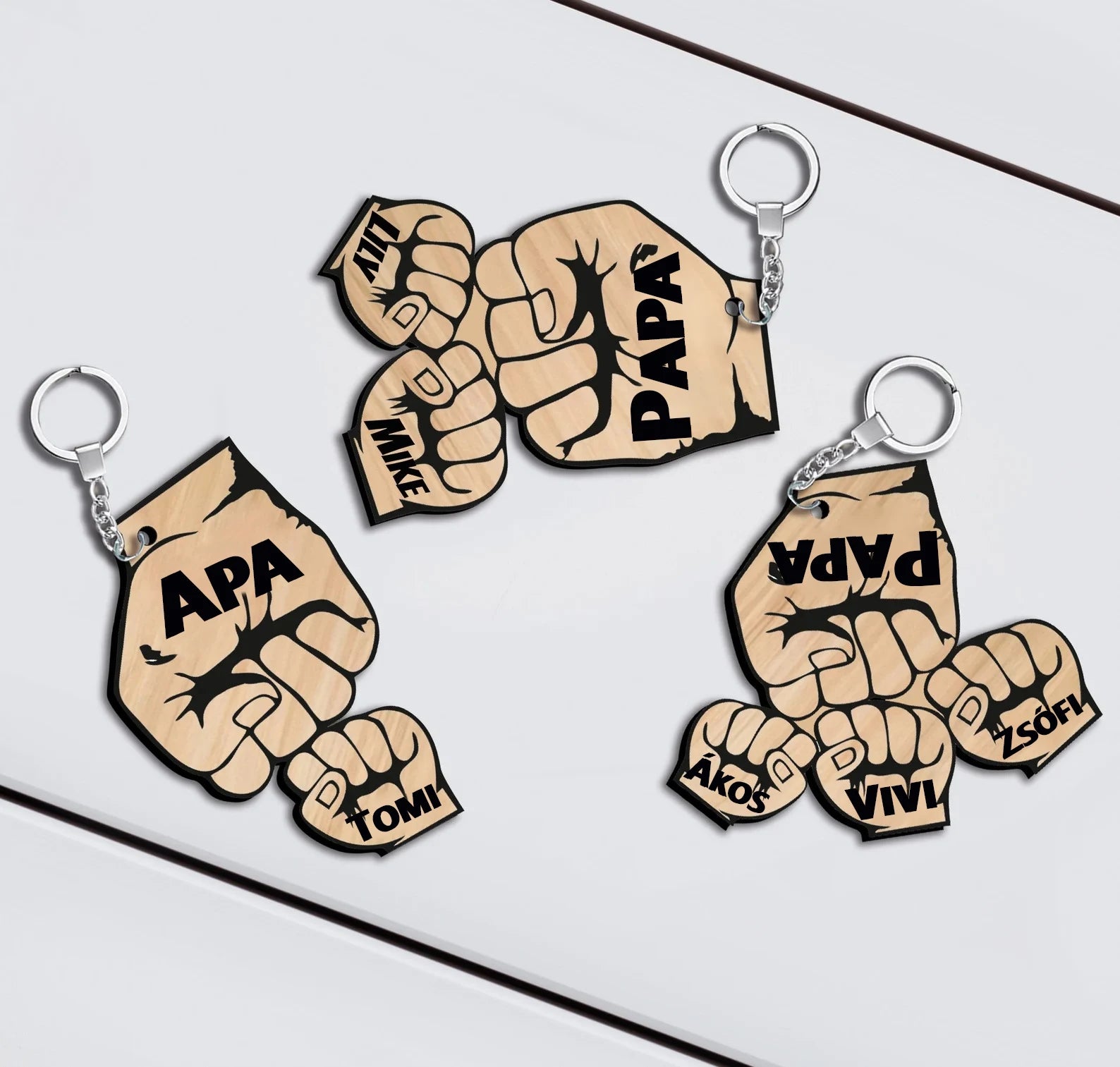 Personalised Family Names Fist Bump Keyring - Key Chains Personalisr Au