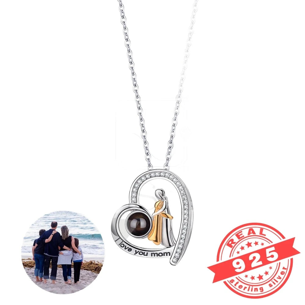 Custom Photo Projection Heart Pendants for Mums,Photo Necklaces