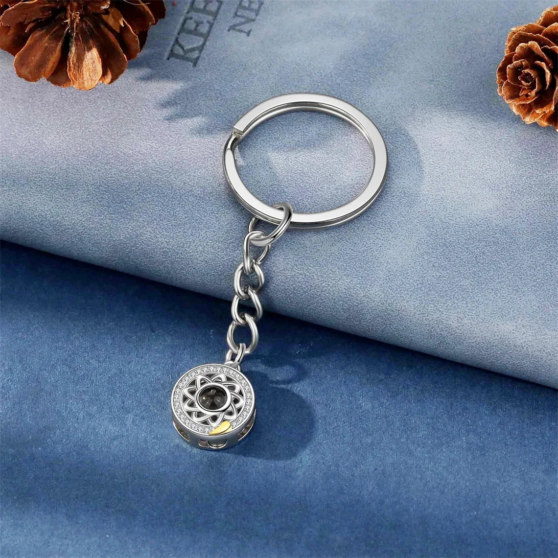Sun Moon Photo Projection Matching Keychain