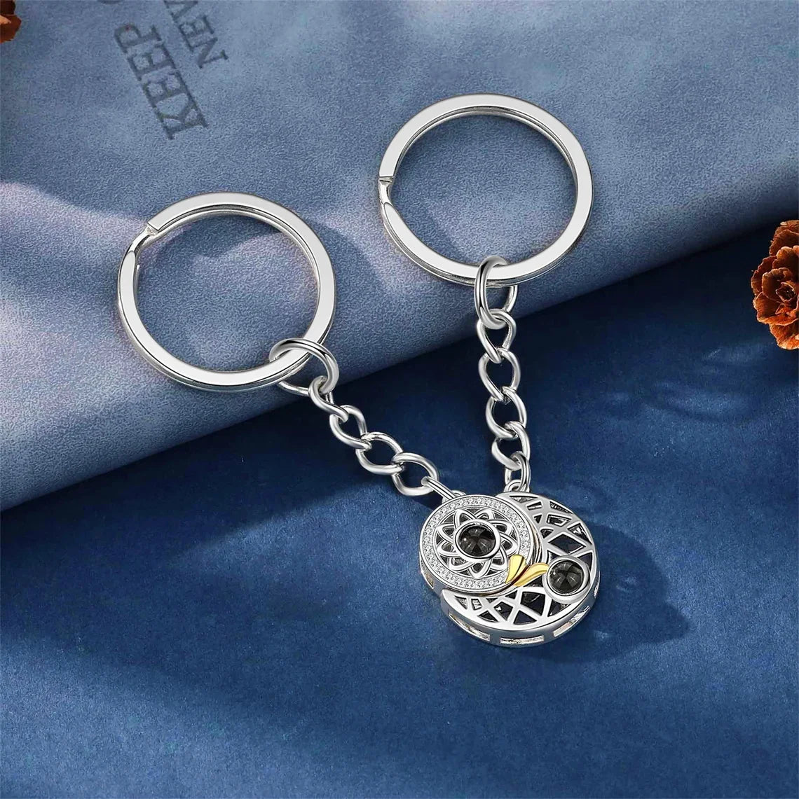 Sun Moon Photo Projection Matching Keychain