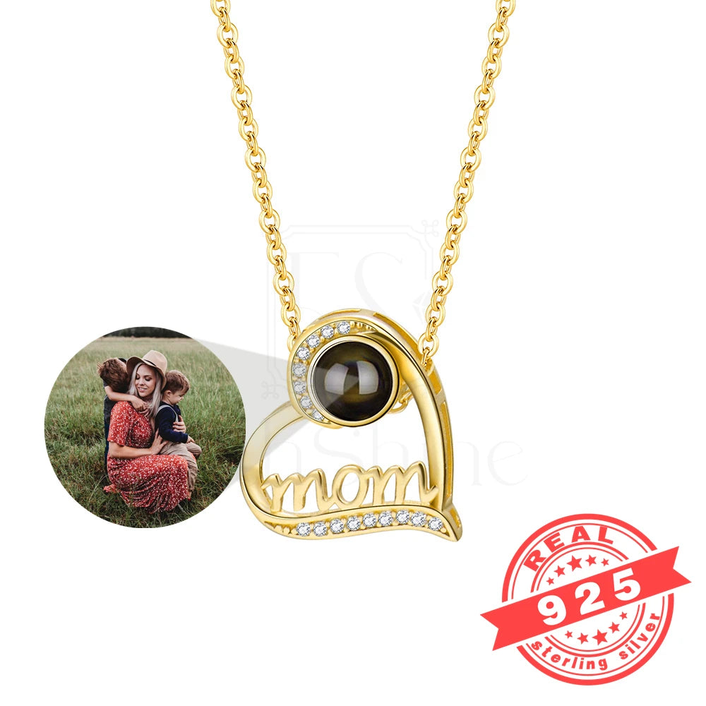 Custom Photo Projection Heart Pendants for Mums,Photo Necklaces