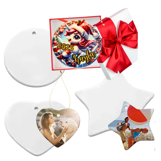 Your Custom Design Ornament – Personalised Photo or Message | Circle, Heart or Star
