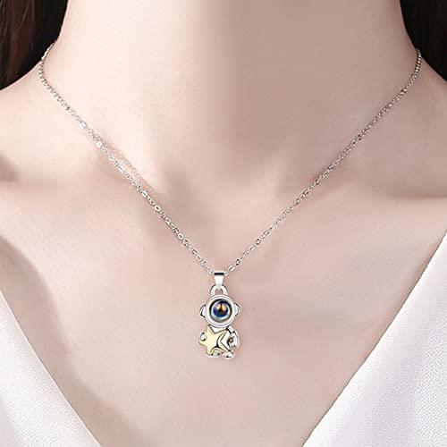 Astronaut and Rocket Projection Photo Necklace SetNecklace