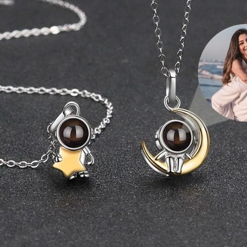 Astronaut Photo Projection Necklace Set - Necklace Personalisr Au