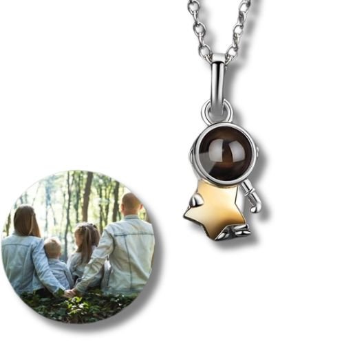 Astronaut Photo Projection Necklace SetNecklace