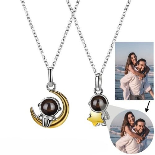 Astronaut Photo Projection Necklace SetNecklace