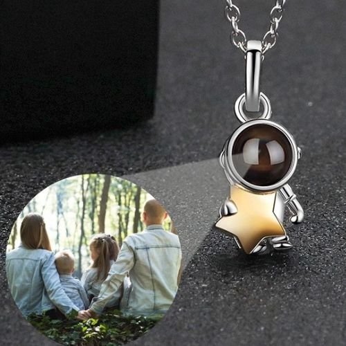 Astronaut Photo Projection Necklace Set - Necklace Personalisr Au