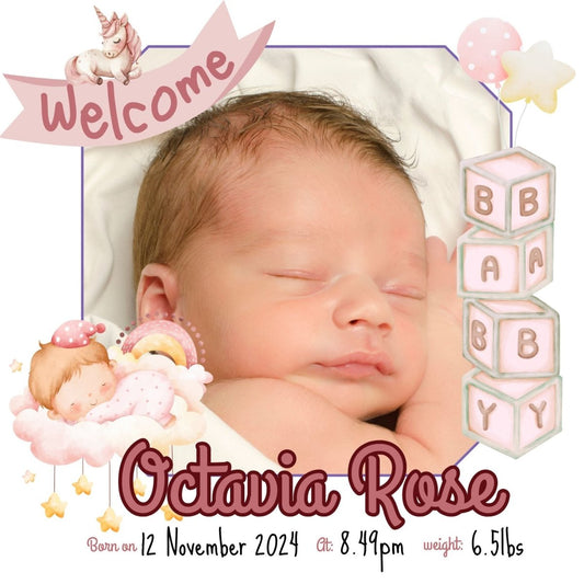 Baby Announcement Glass Photo Prints for Boy or Girl - Glass print Personalisr Au