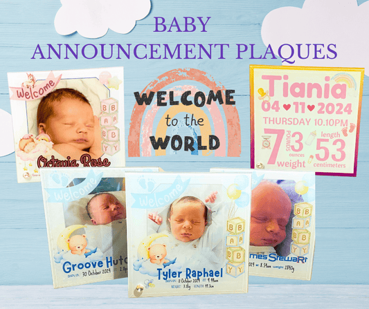 Baby Announcement Glass Photo Prints for Boy or Girl - Glass print Personalisr Au