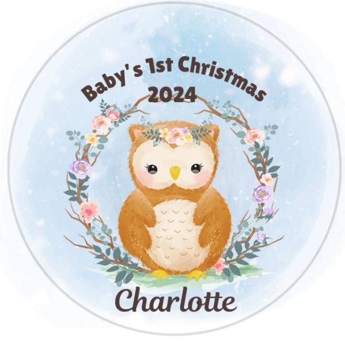 babys 1st christmas bauble blue owl