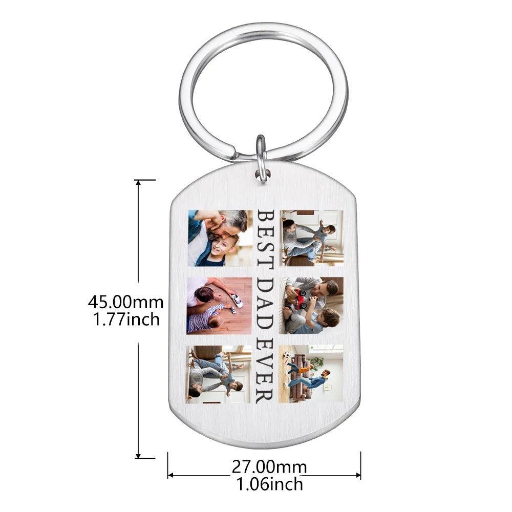 Best Dad Ever Keychain with 6 Custom PhotosKey Chains
