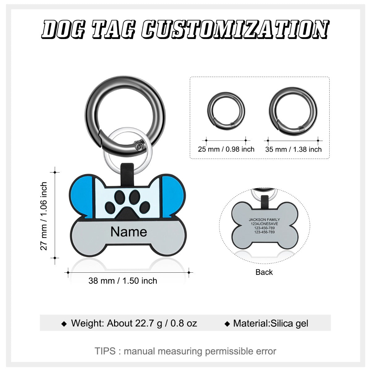 Bone Shaped Silicone Pet I.D. Tag - Dog Tag Personalisr Au