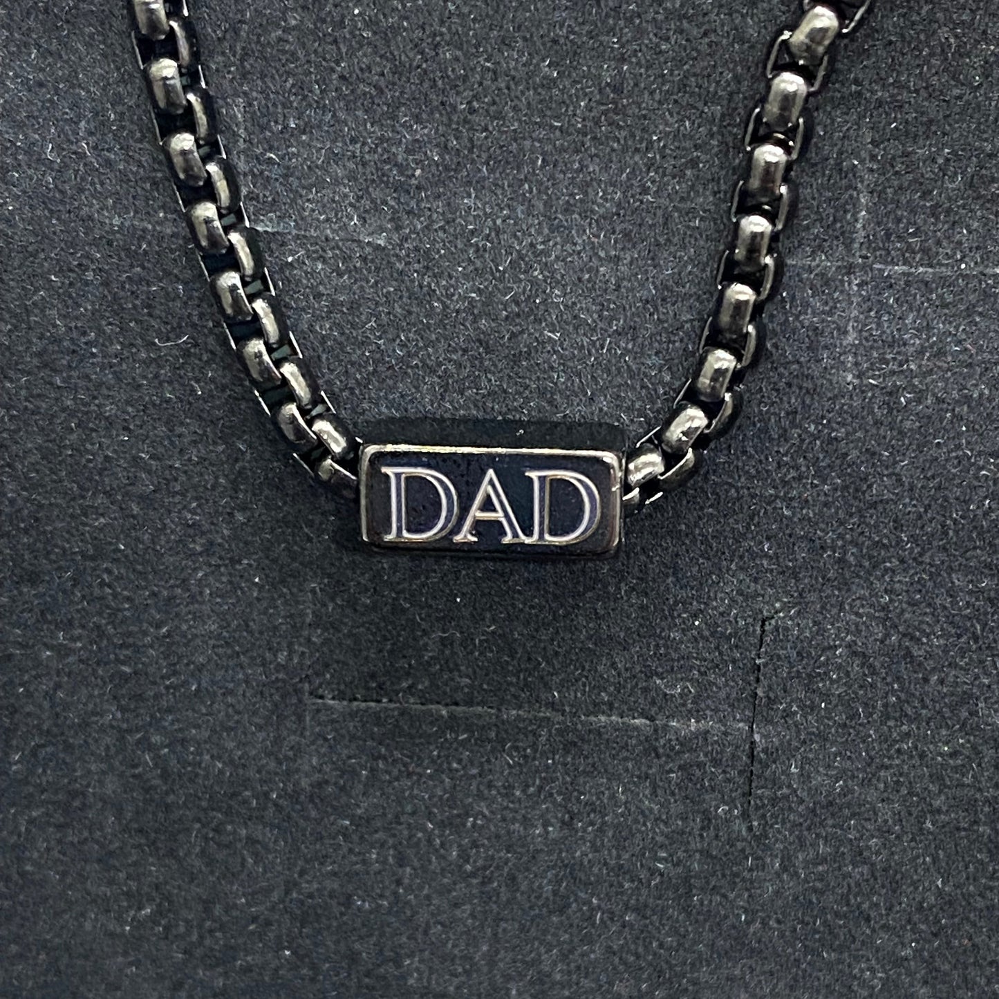 black stainless steel bracelet with engraved DAD