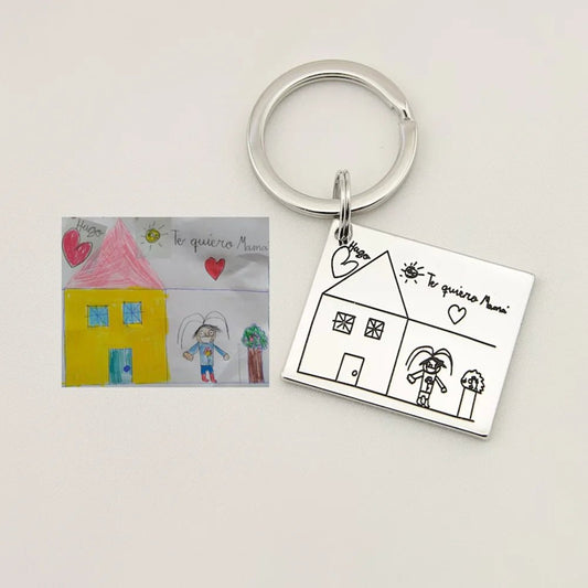 Children's Drawing Customised Keychain - Key Chains Personalisr Au