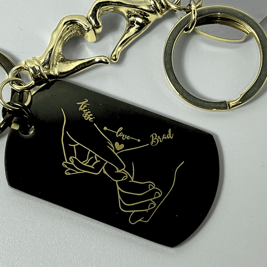 Couples Engraved Keychains - Holding Hands - Key Chains Personalisr Au