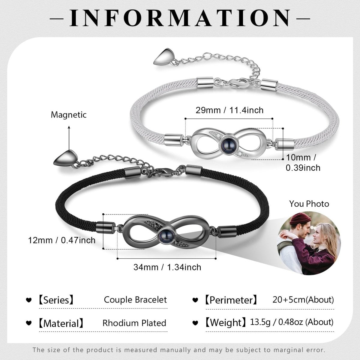 Photo Projection Infinity Matching Couples Bracelets - photo bracelets Personalisr Au