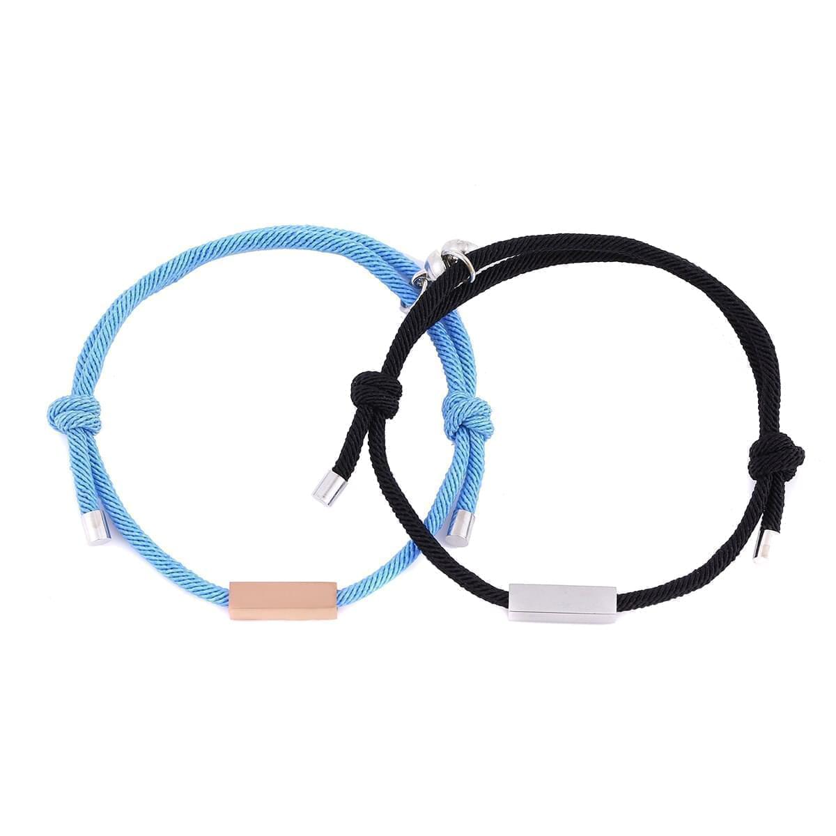 Couple's Personalised Magnetic Split Charm Bracelets - Fashion Bracelet Personalisr Au