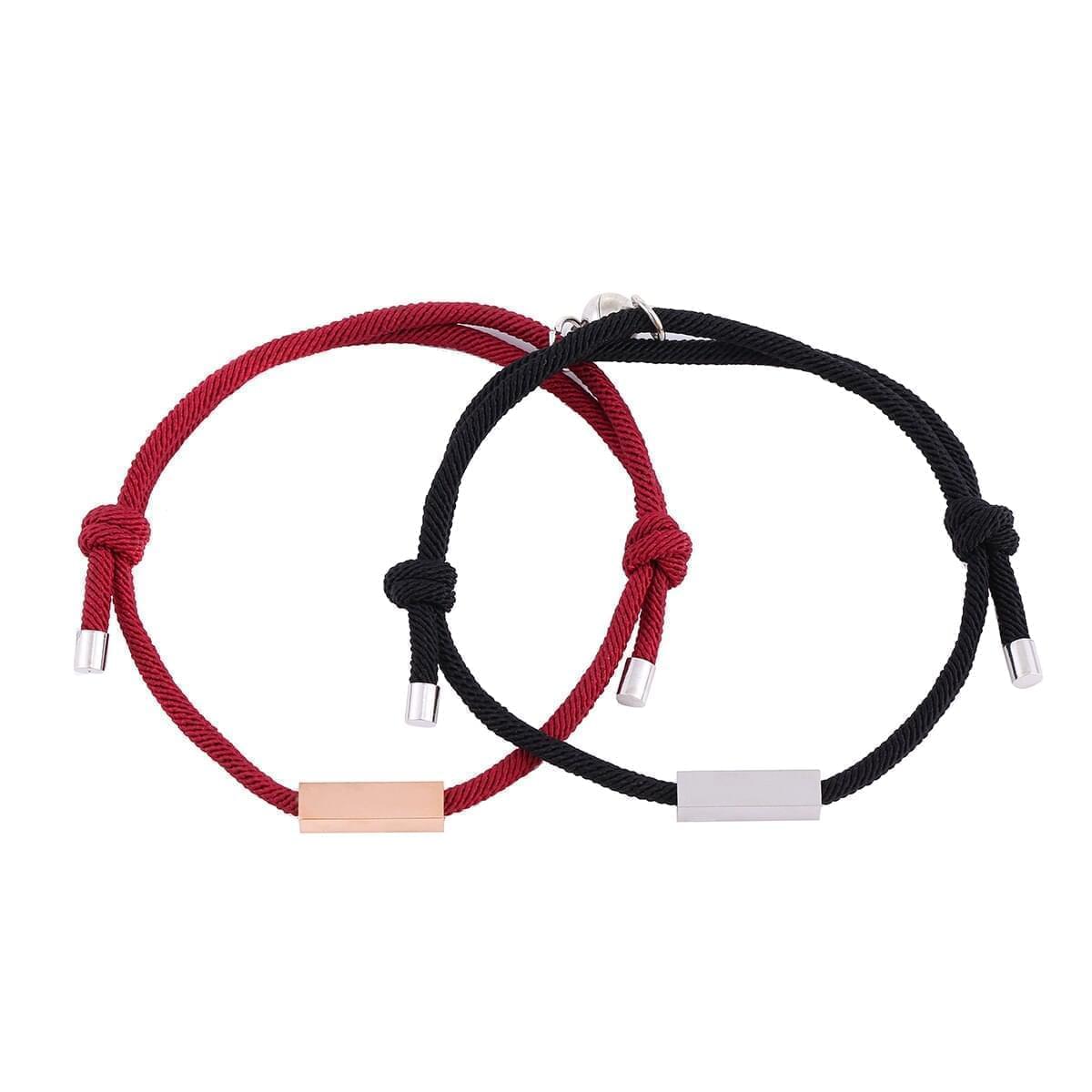 Couple's Personalised Magnetic Split Charm Bracelets - Fashion Bracelet Personalisr Au