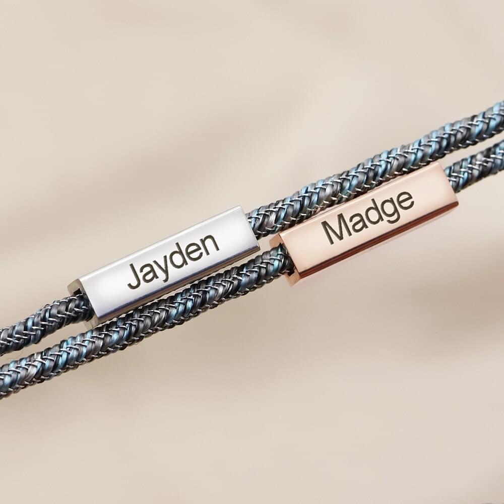 Couple's Personalised Magnetic Split Charm Bracelets - Fashion Bracelet Personalisr Au