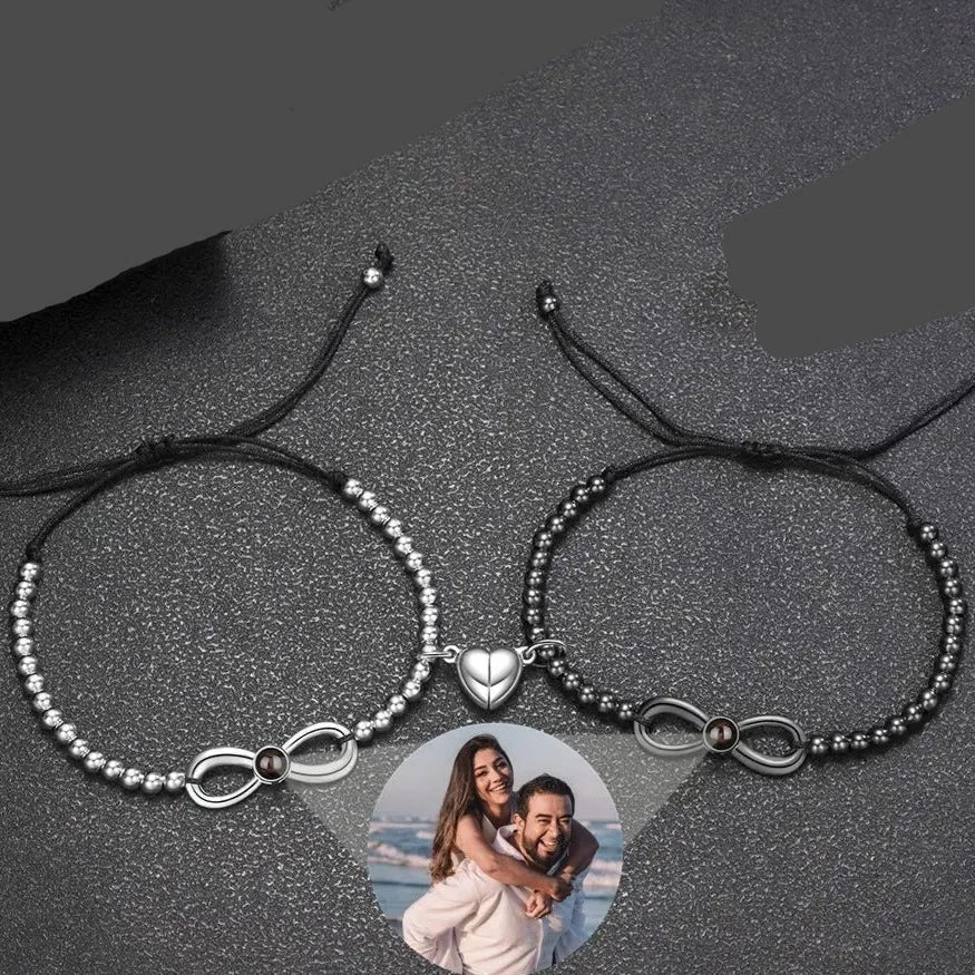 Couples Split Charm Infinity Projection Bracelets