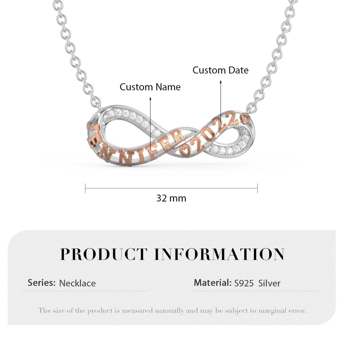 Custom Infinity Couples Necklace - Apparel & Accessories Personalisr Au