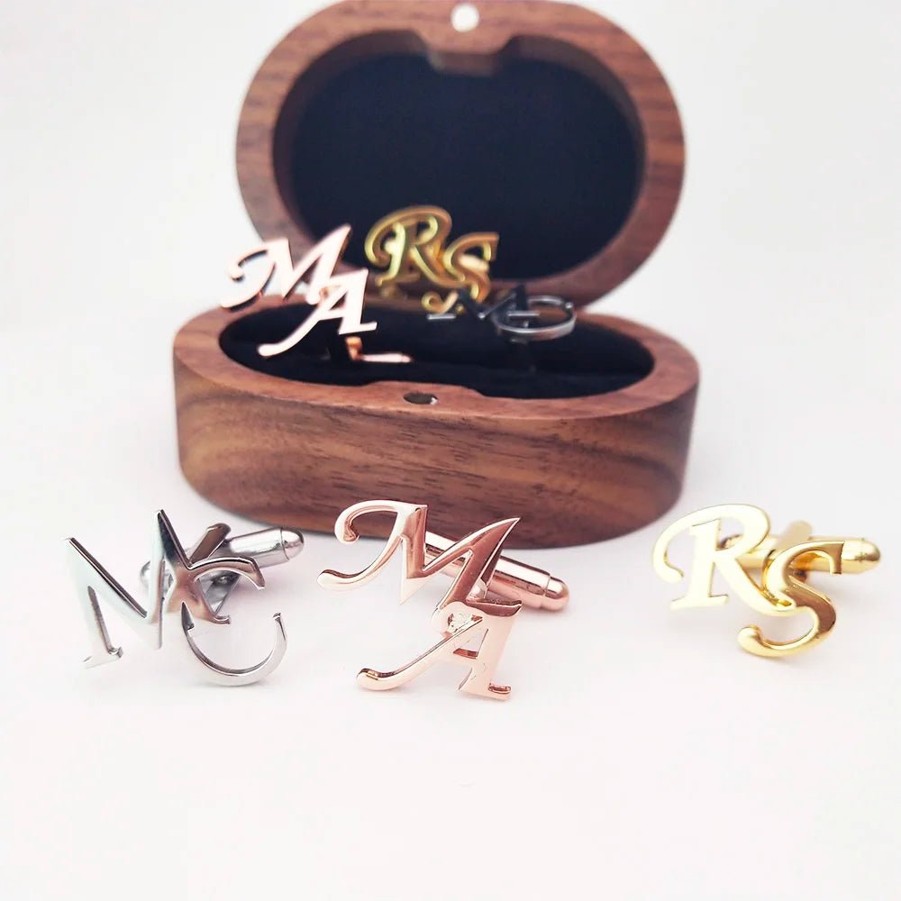 Custom Cufflinks in Oak Gift Box - Cufflinks Personalisr Au