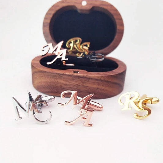 Custom Cufflinks in Oak Gift Box - Cufflinks Personalisr Au