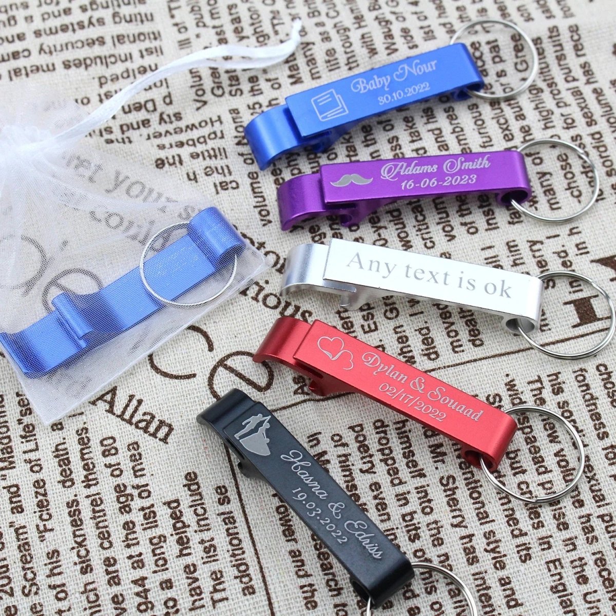 Custom Engraved Colour Bottle Opener Keyrings