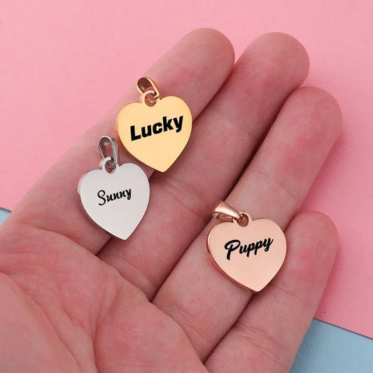 Custom Engraved Text Heart Charm Necklace