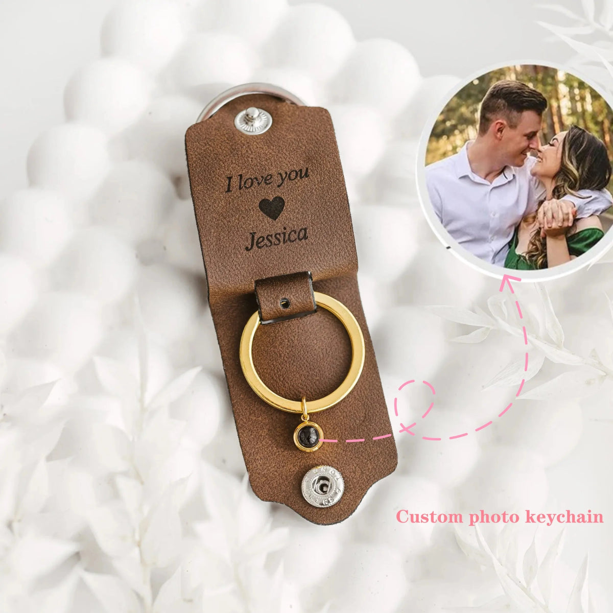 Custom Engraved Leather Photo Projection Keychain2022 - 08,Key Chains