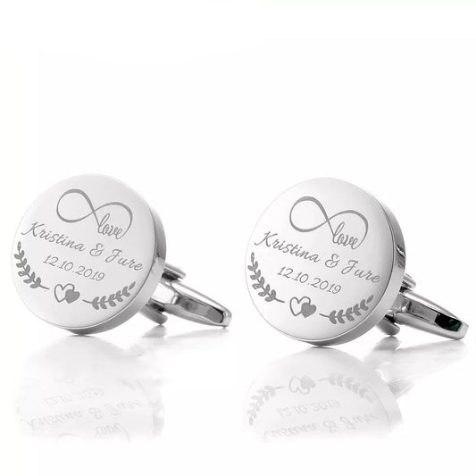 Custom Engraved Round Cufflinks - Cufflinks Personalisr Au