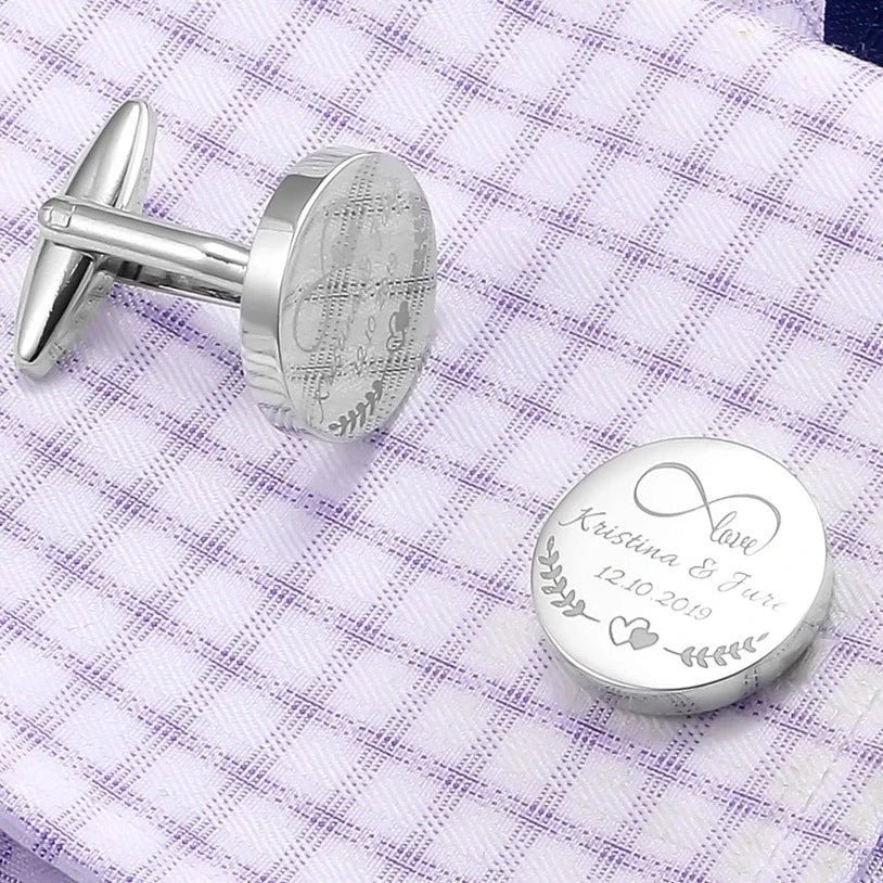 Custom Engraved Round Cufflinks - Cufflinks Personalisr Au