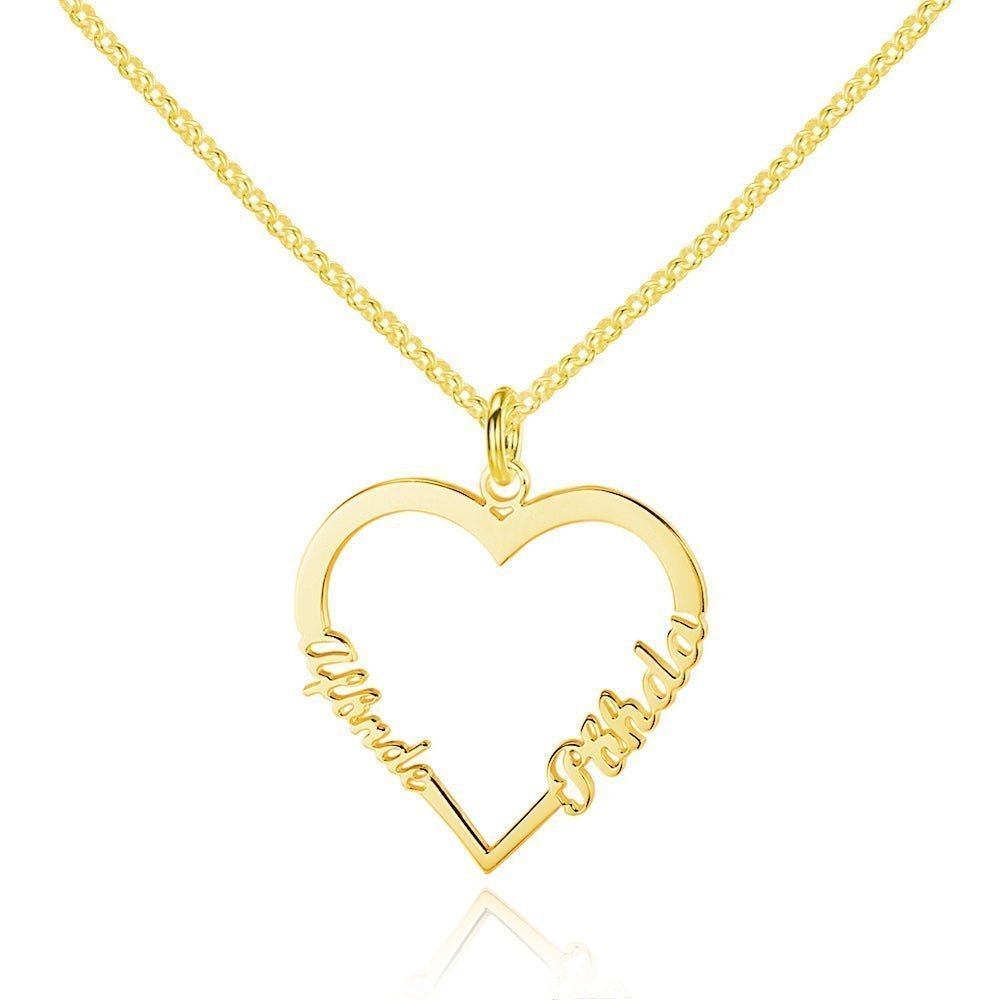 Custom Heart 2 Name Necklace