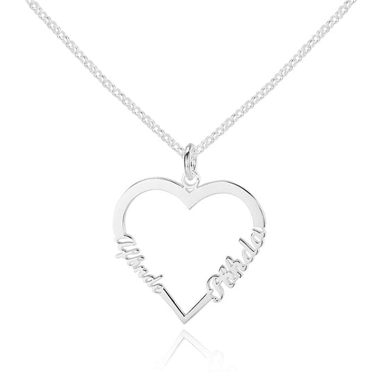 Custom Heart 2 Name Necklace - Personalisr Au