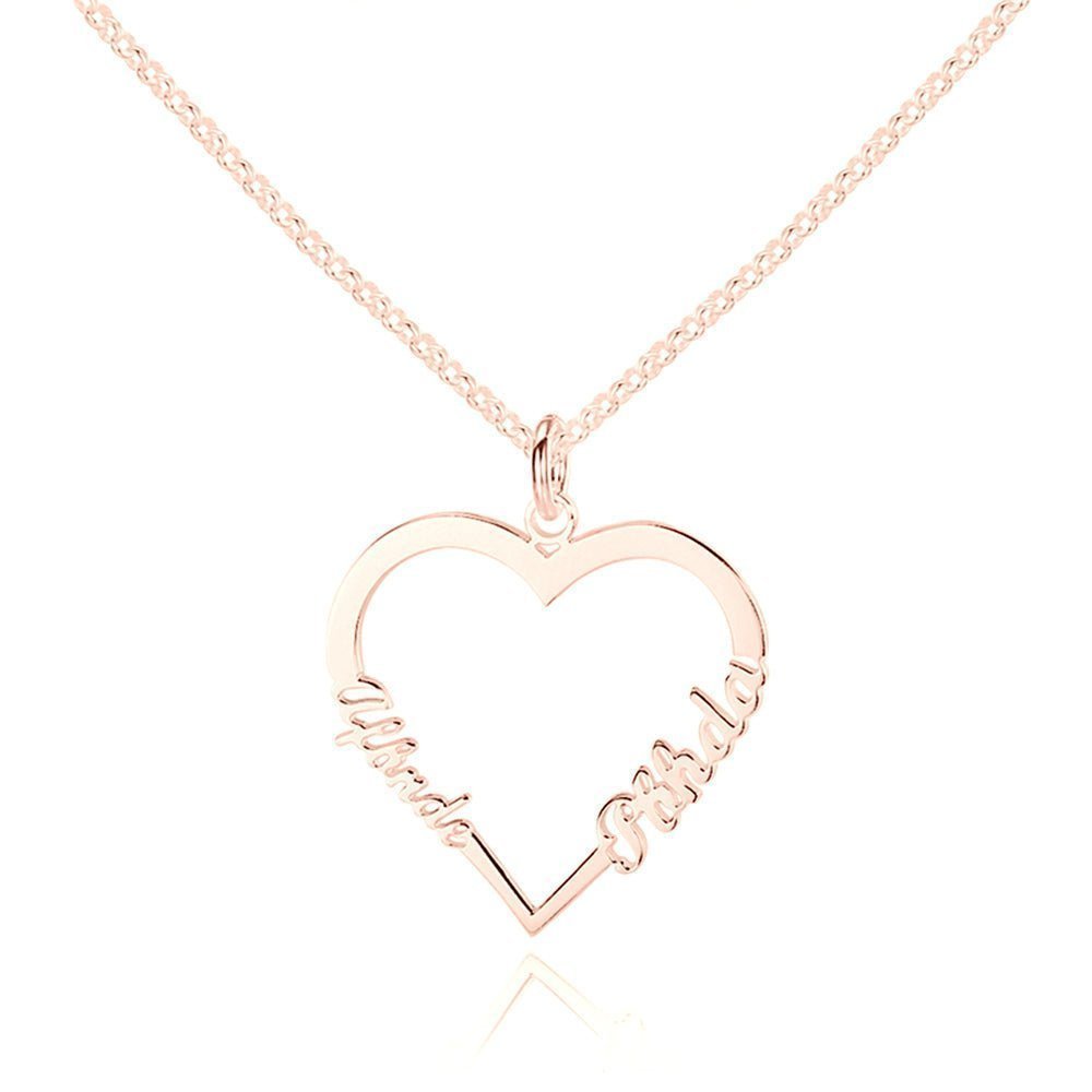 Custom Heart 2 Name Necklace - Personalisr Au