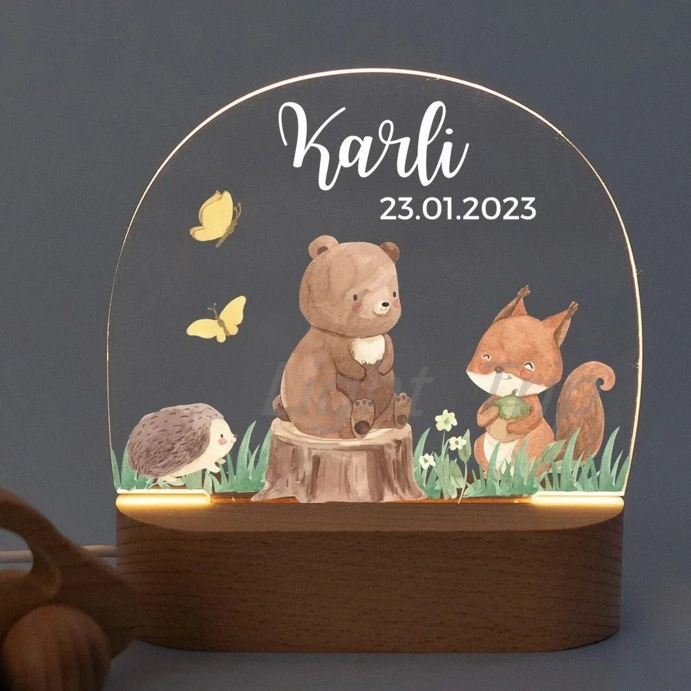 Custom Nightlight for Kids - Woodland Creaturescustom night light